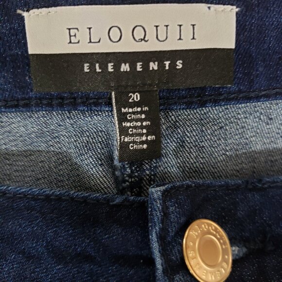 Eloquii Elements Denim Skirt Size 20 Blue Button-Front Pockets Side Slit - Picture 6 of 7